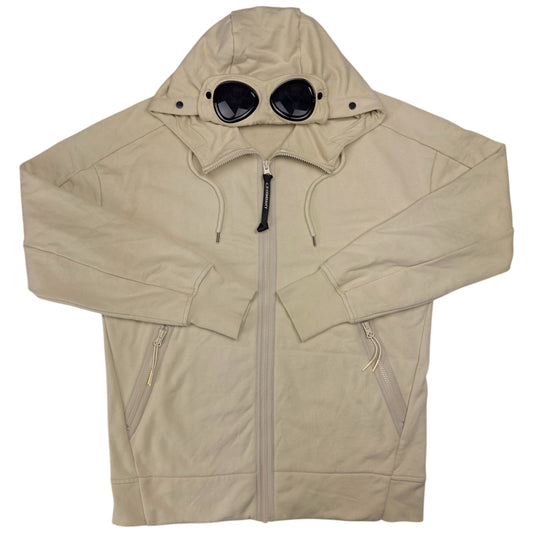 C.P. Company Diagonal Raised Fleece Goggle Full Zip - Beige