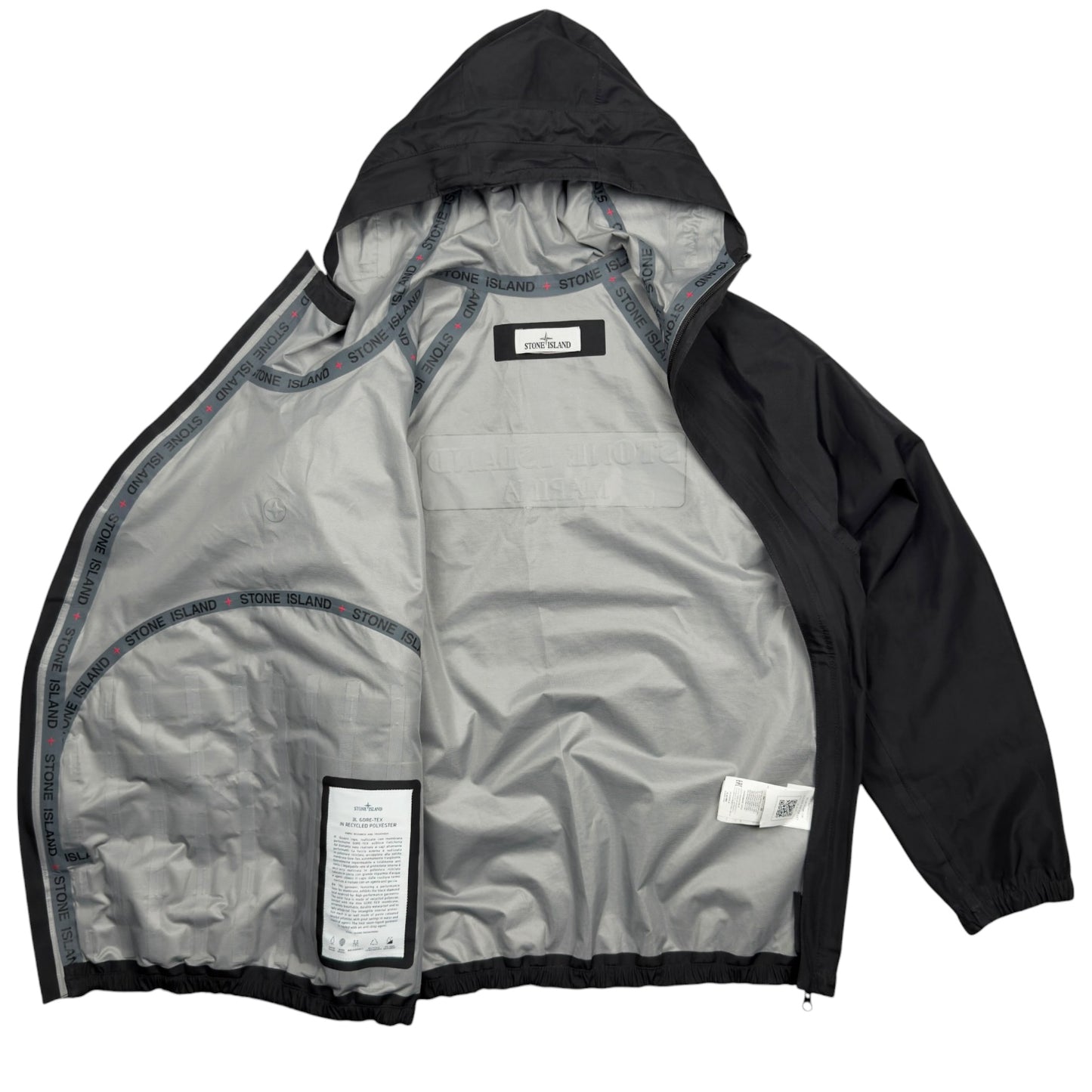 S/S 22 Stone Island Marina 3L Gore-Tex Recycled Polyester Zip Smock - Black