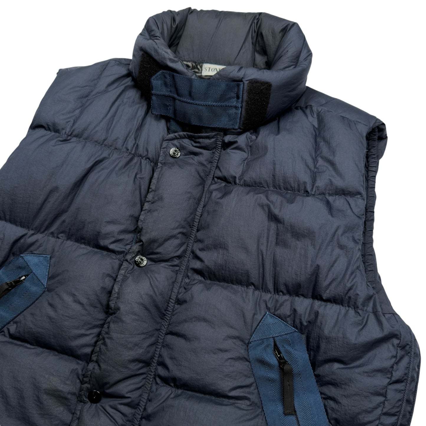 A/W 10 Stone Island Opaque Nylon Tela Down Puffer Gilet - Navy
