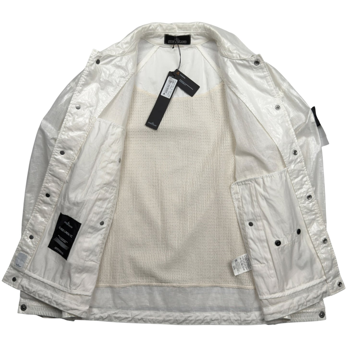 S/S 22 Stone Island Shadow Project Glass Linen TC - White