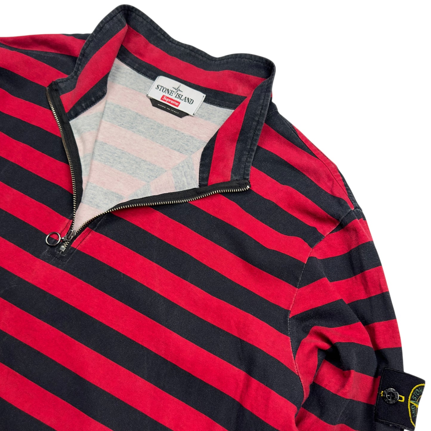 S/S 16 Stone Island x Supreme Striped Quarter Zip Sweater