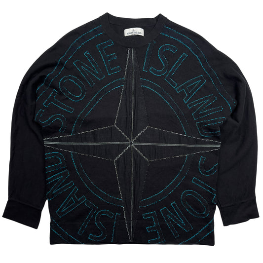 S/S 21 Stone Island Big Logo Embroidered Knitted Sweater