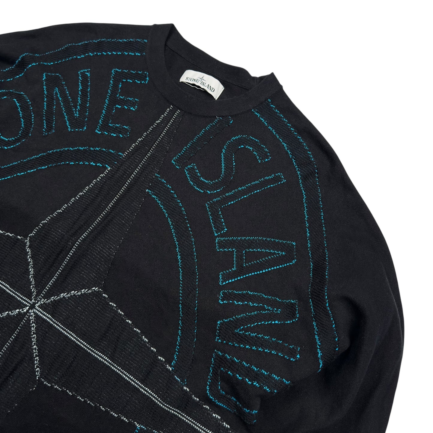 S/S 21 Stone Island Big Logo Embroidered Knitted Sweater