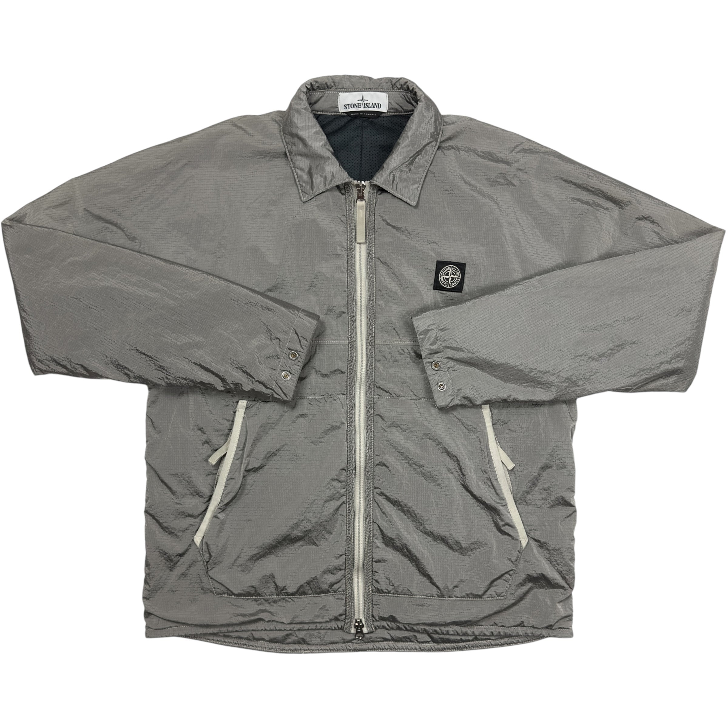 Stone island silver nylon outlander metal overshirt