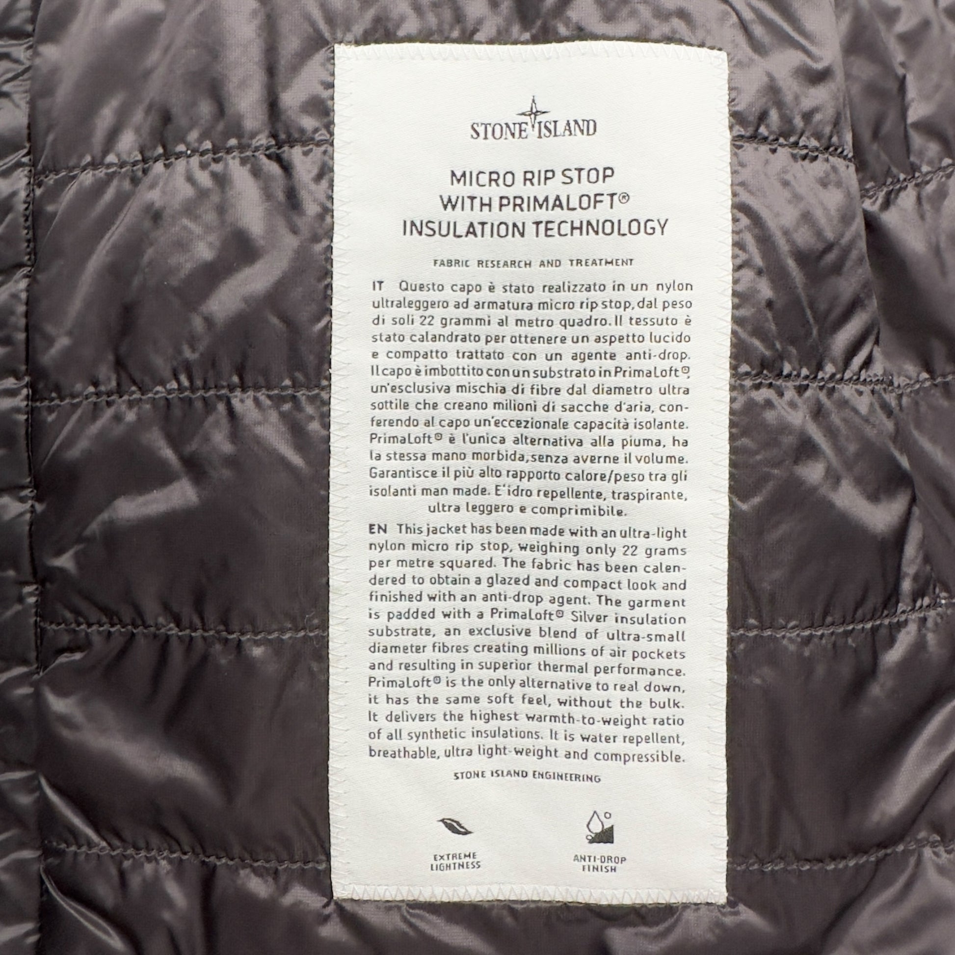 A/W 15 Stone Island Micro Rip Stop with Primaloft Insulation Packable Jacket - Black
