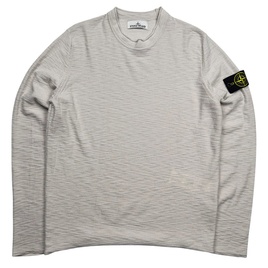 A/W 23 Stone Island Reverse Stocking Stitch Slub Wool Nylon Crewneck Knit Sweater