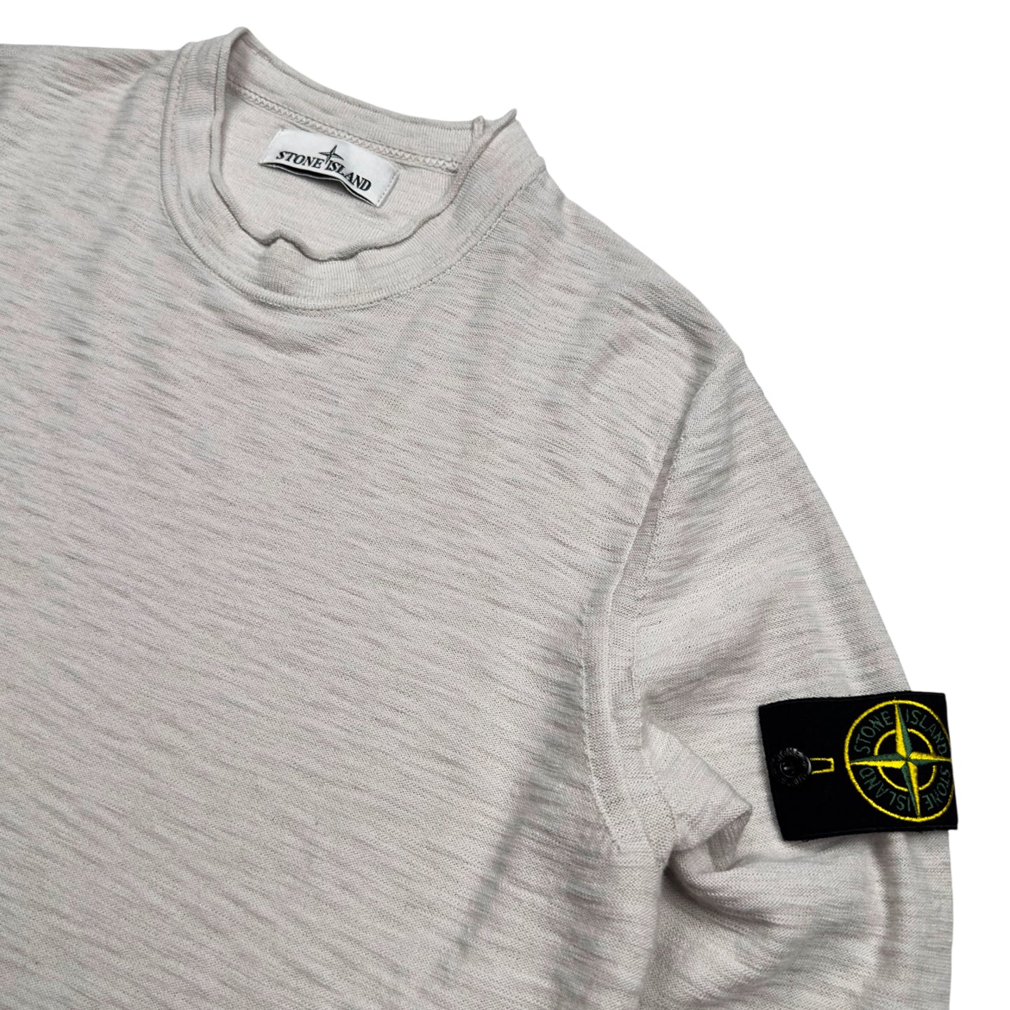 A/W 23 Stone Island Reverse Stocking Stitch Slub Wool Nylon Crewneck Knit Sweater