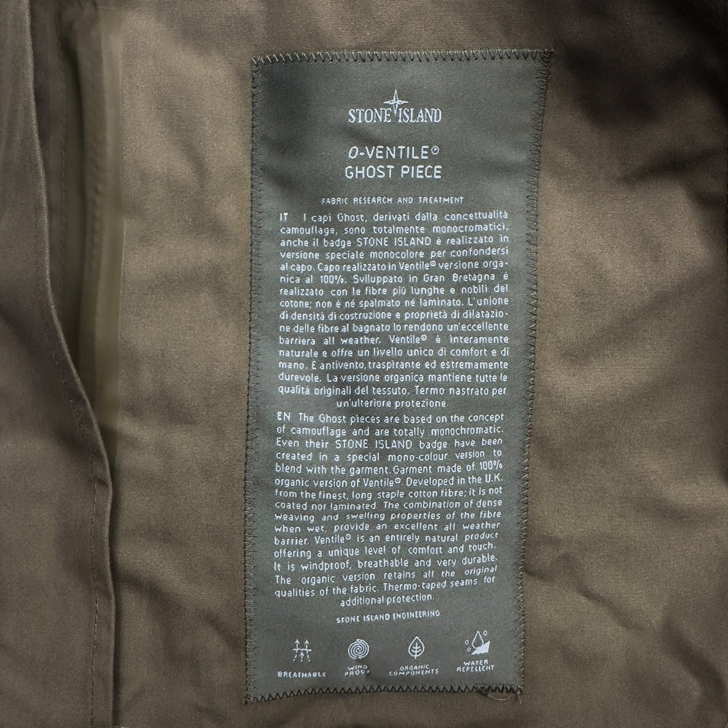 S/S 23 Stone Island O-Ventile Ghost Field Jacket - Khaki