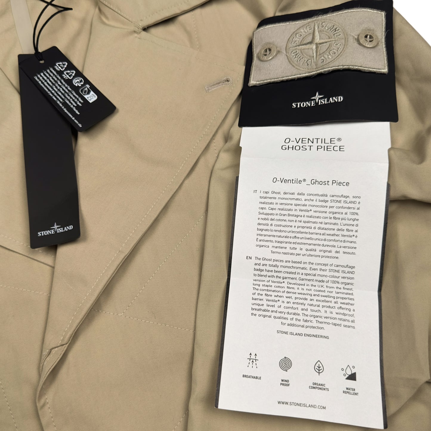 S/S 23 Stone Island O-Ventile Ghost Trench Coat - Beige