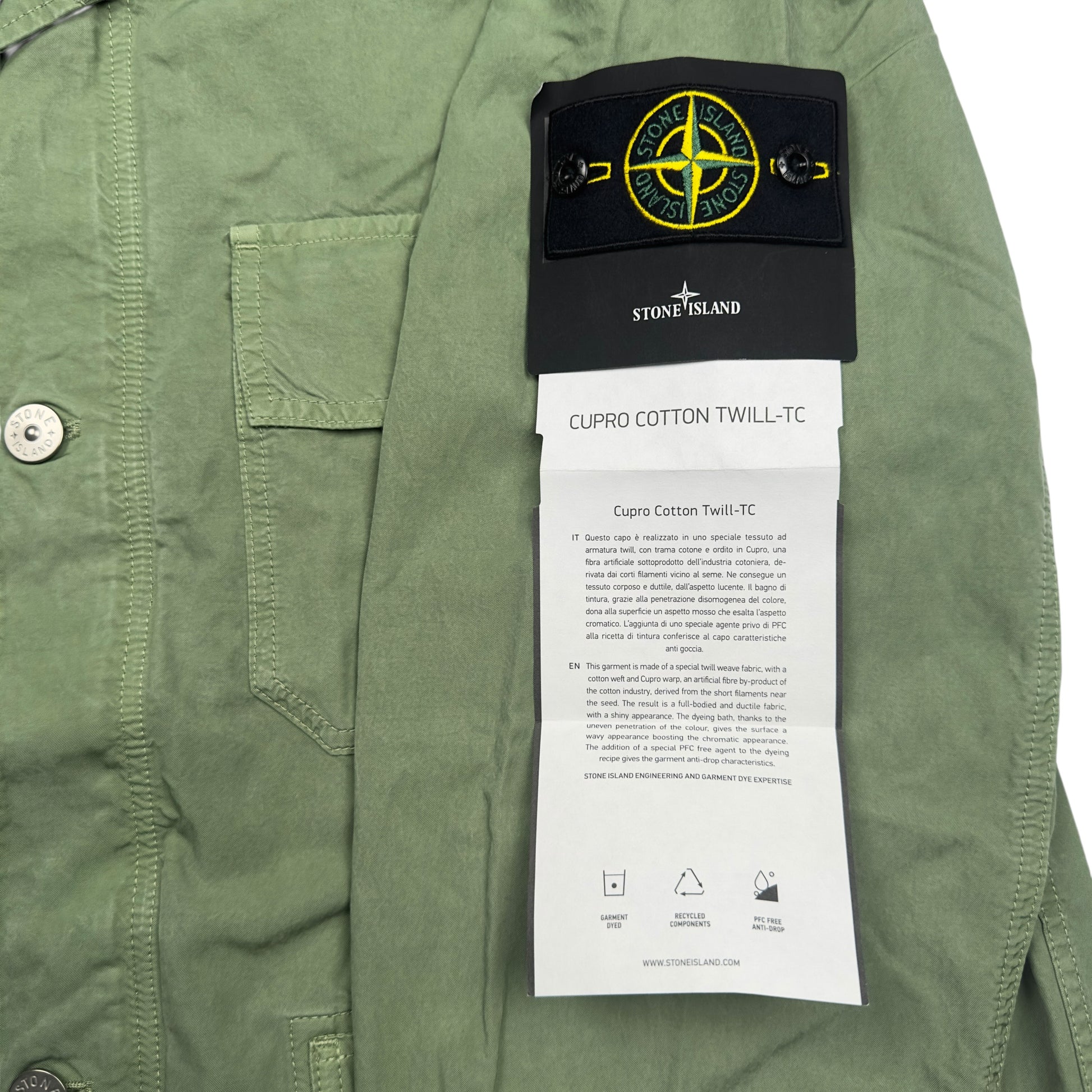 S/S 23 Stone Island Cupro Cotton Twill Jacket - Sage