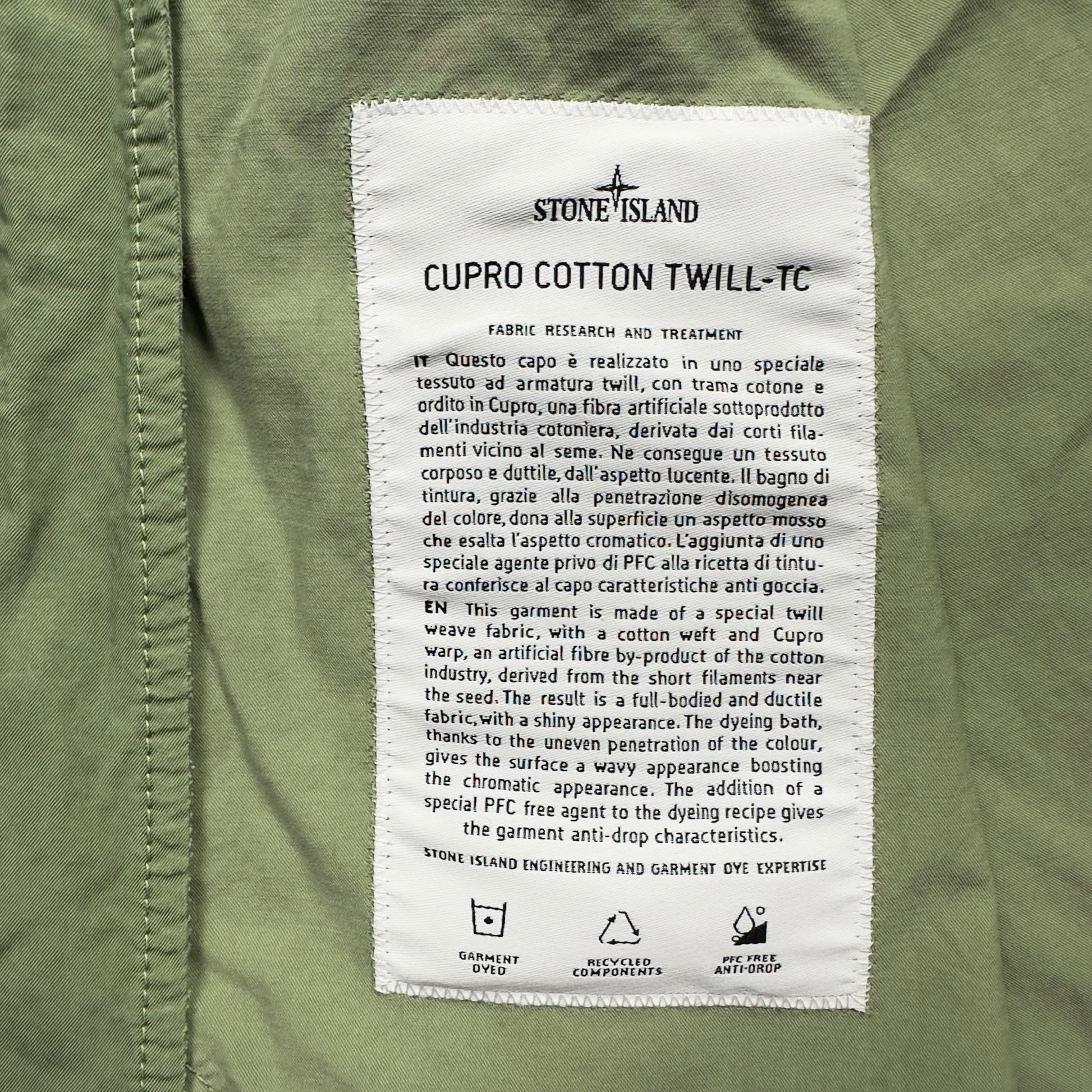S/S 23 Stone Island Cupro Cotton Twill Jacket - Sage