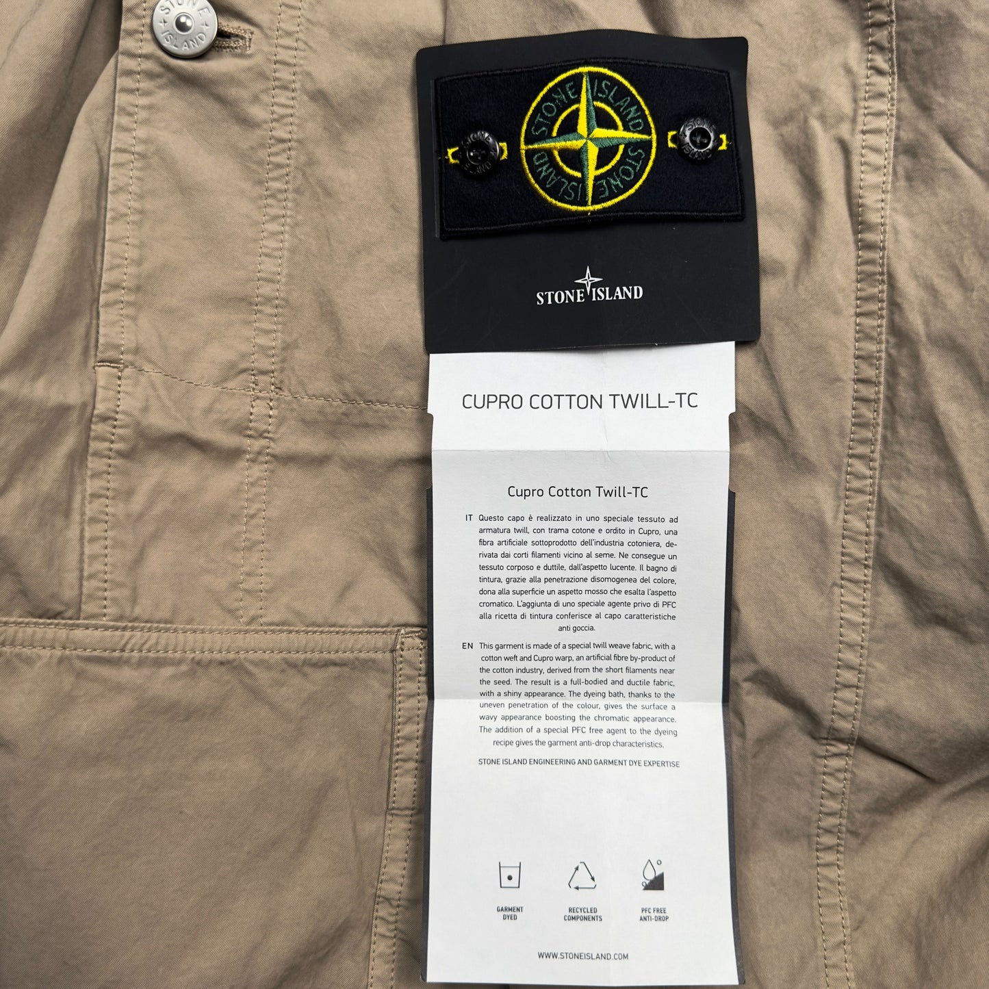 S/S 23 Stone Island Cupro Cotton Twill TC Smock - Tan