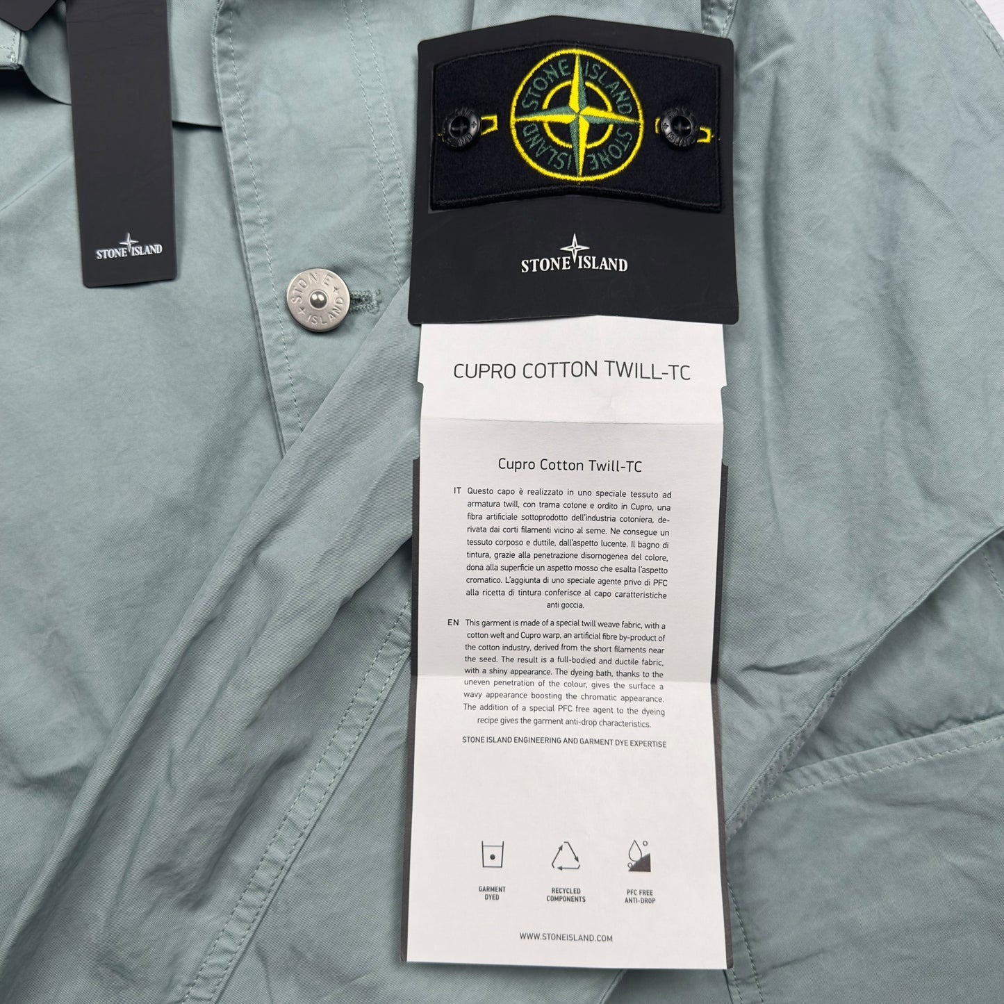 S/S 23 Stone Island Cupro Cotton Twill TC Smock - Sky Blue
