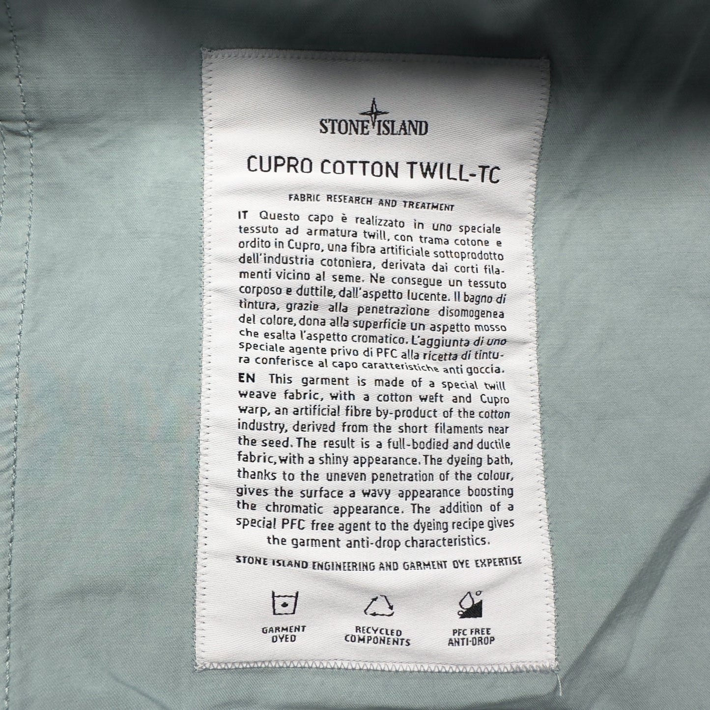 S/S 23 Stone Island Cupro Cotton Twill TC Smock - Sky Blue