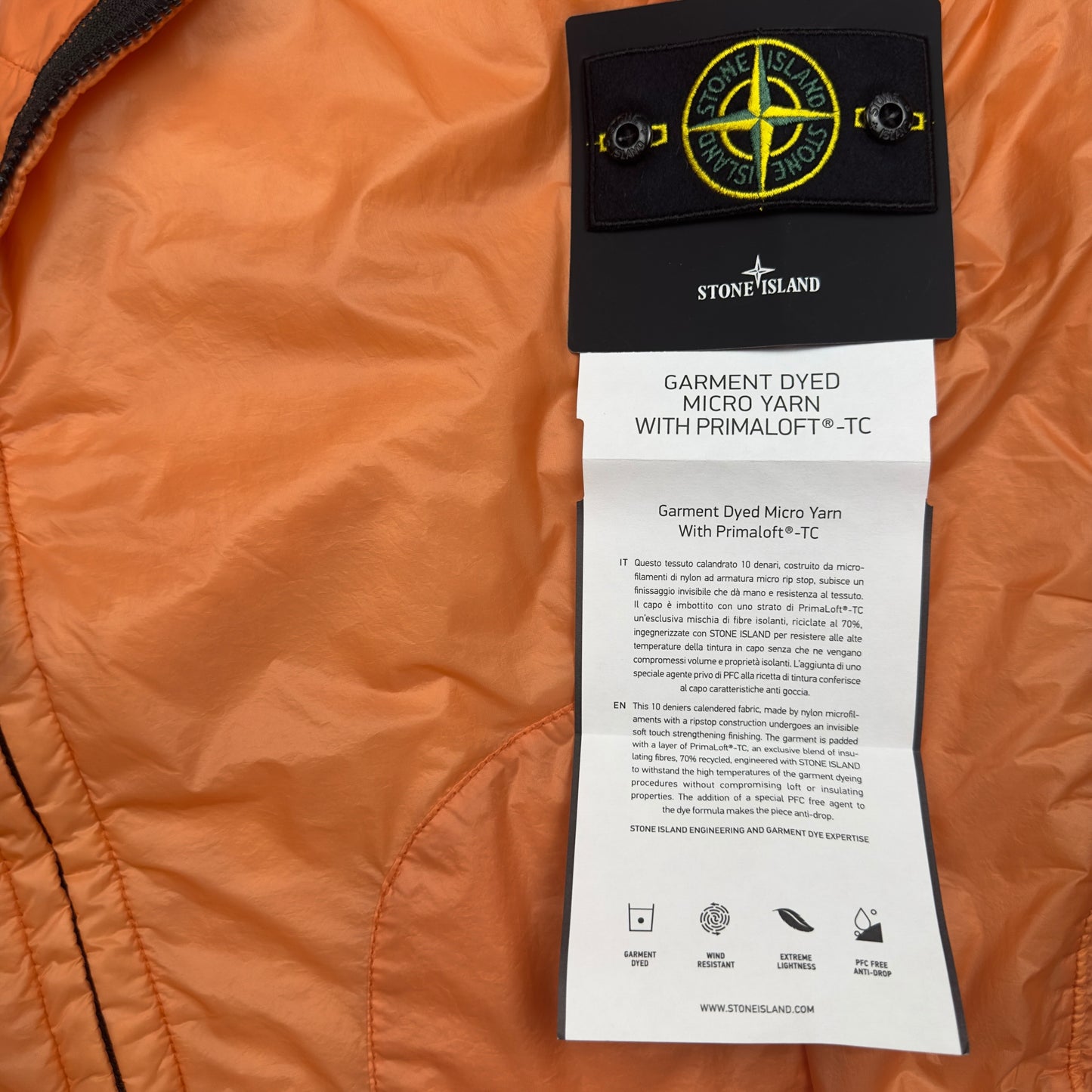 S/S 23 Stone Island Micro Yarn Primaloft Jacket - Orange