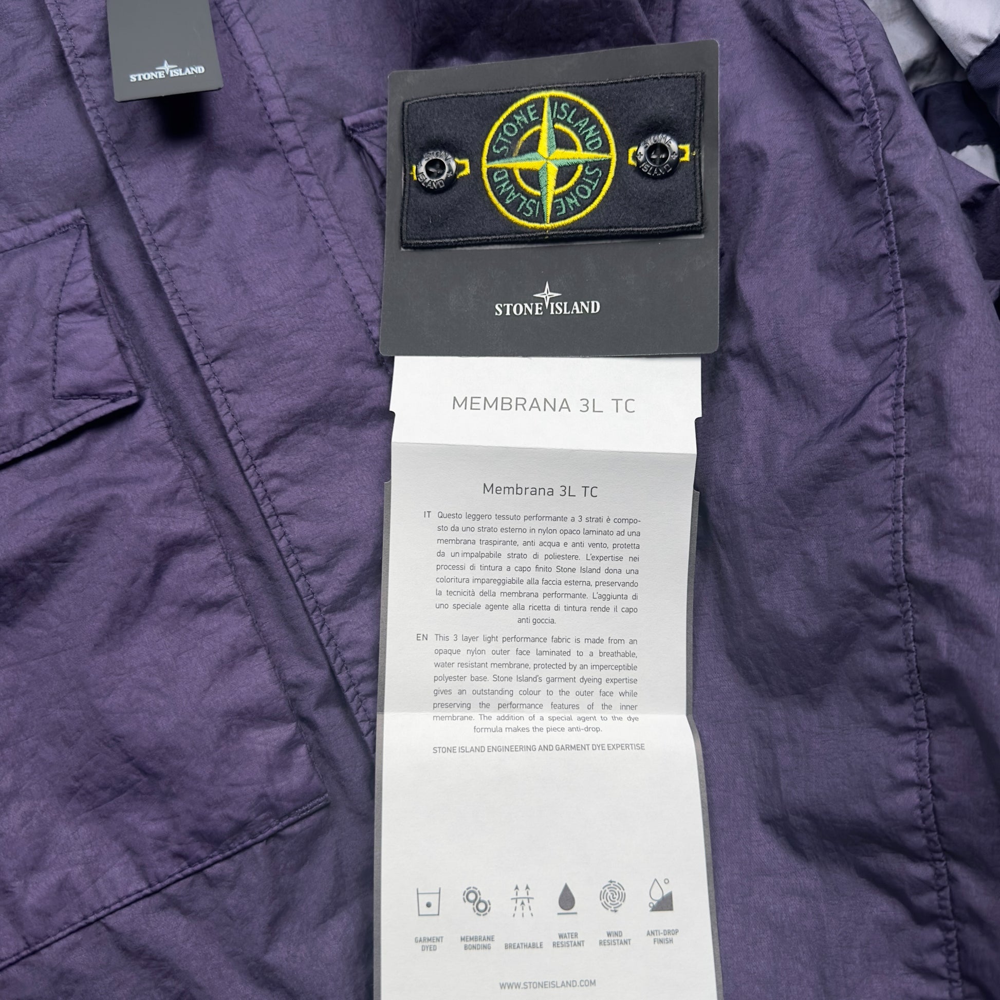 S/S 23 Stone Island Membrana 3L TC Field Jacket - Dark Purple