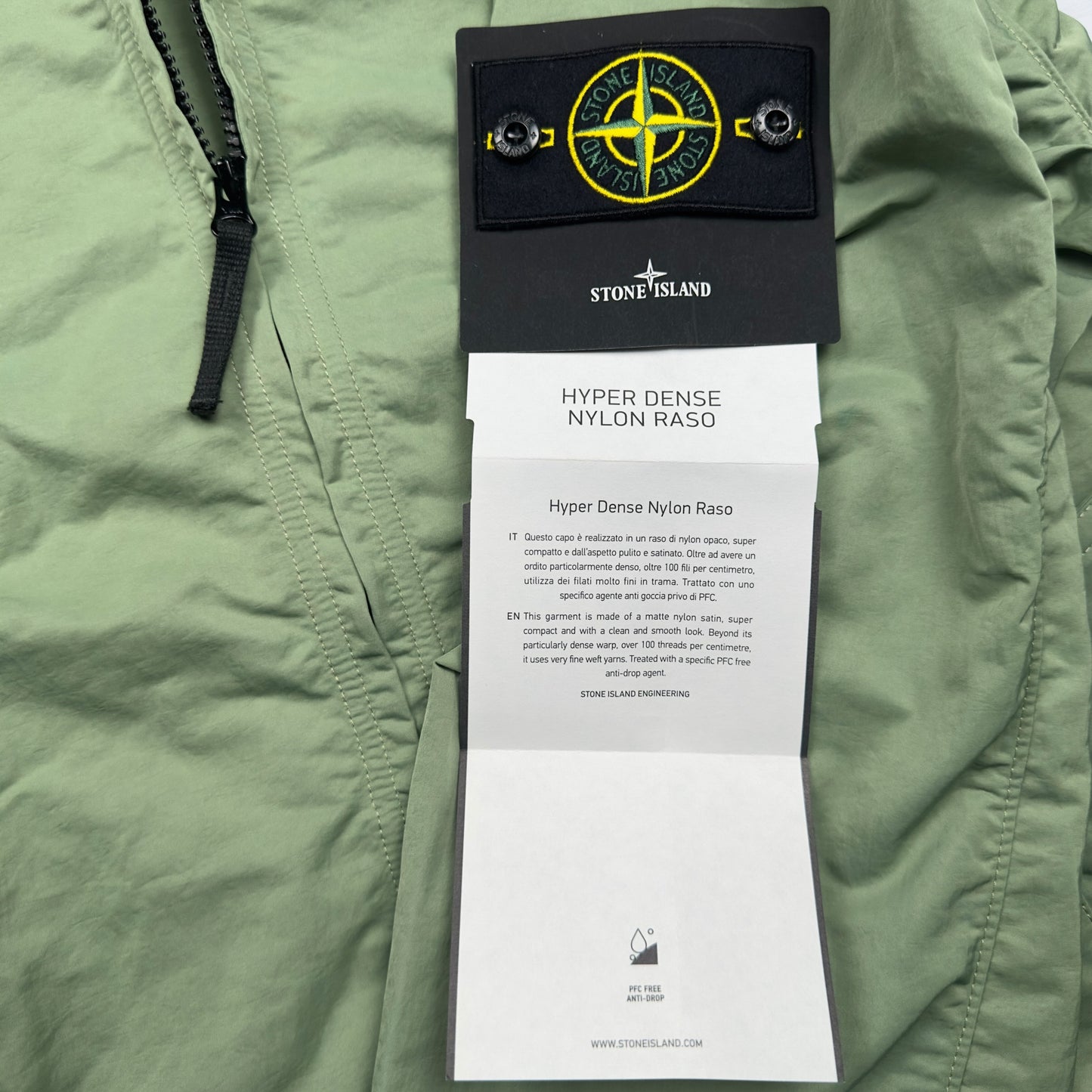 S/S 23 Stone Island Hyper Dense Nylon Raso Hooded Jacket - Sage Green