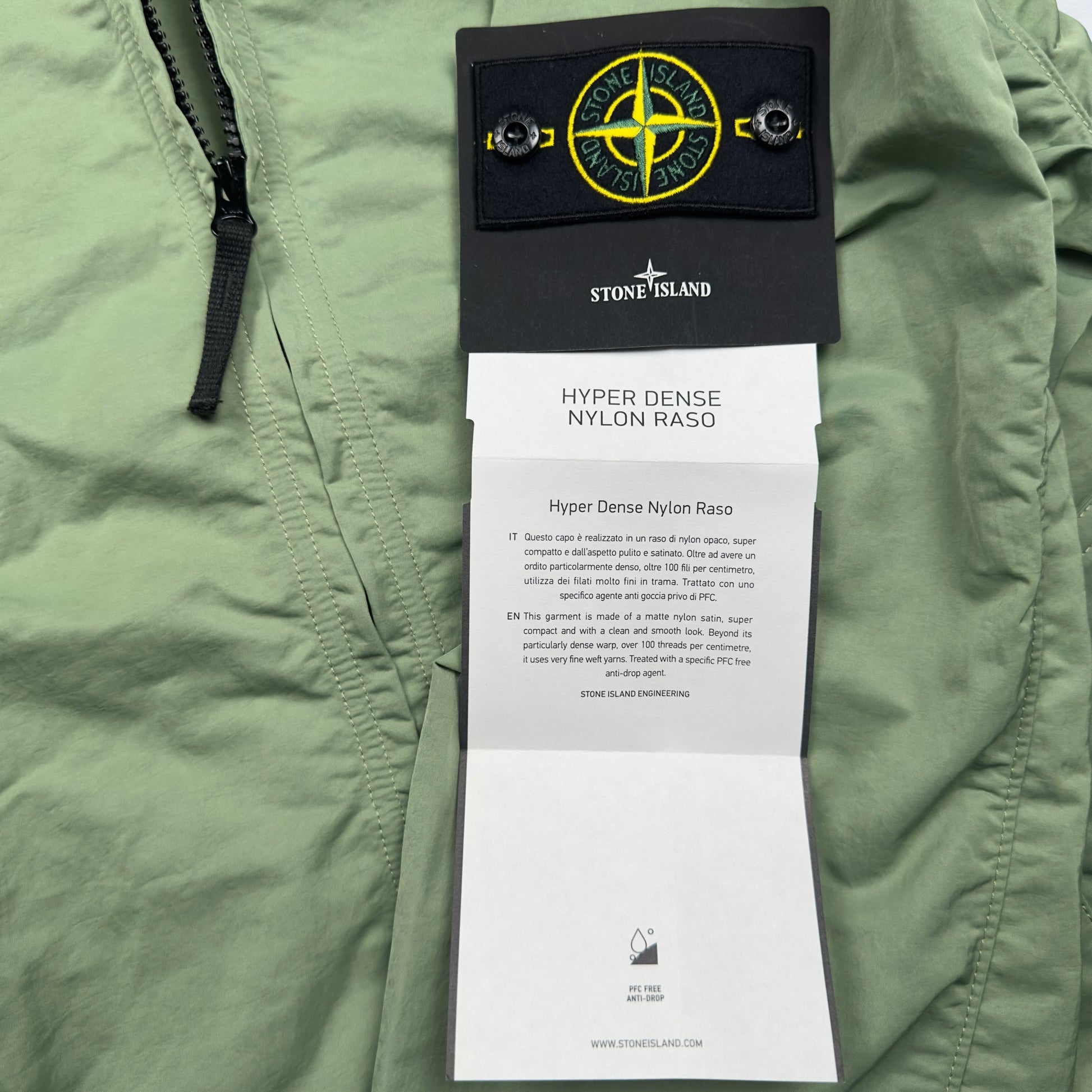 S/S 23 Stone Island Hyper Dense Nylon Raso Hooded Jacket - Sage Green