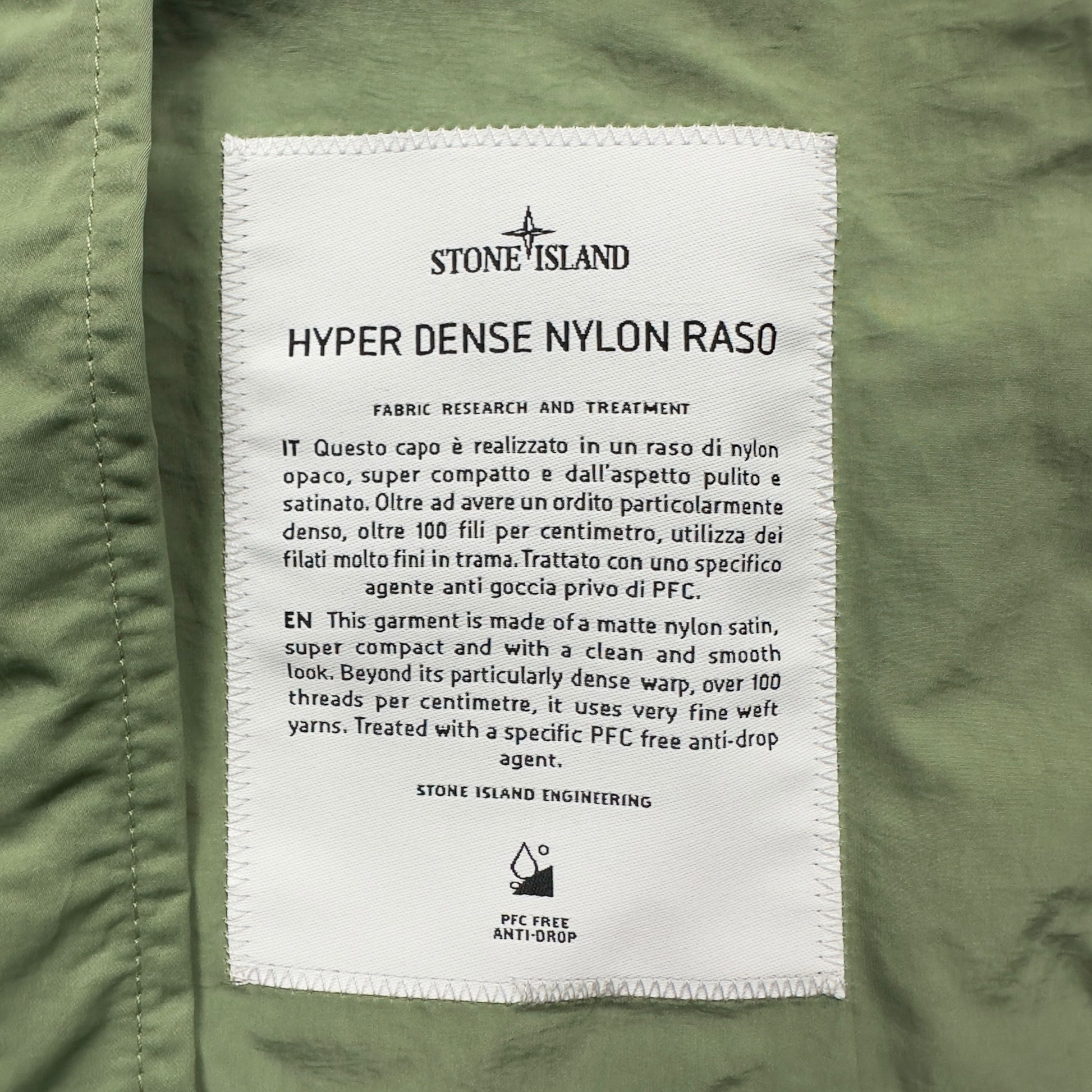 S/S 23 Stone Island Hyper Dense Nylon Raso Hooded Jacket - Sage Green