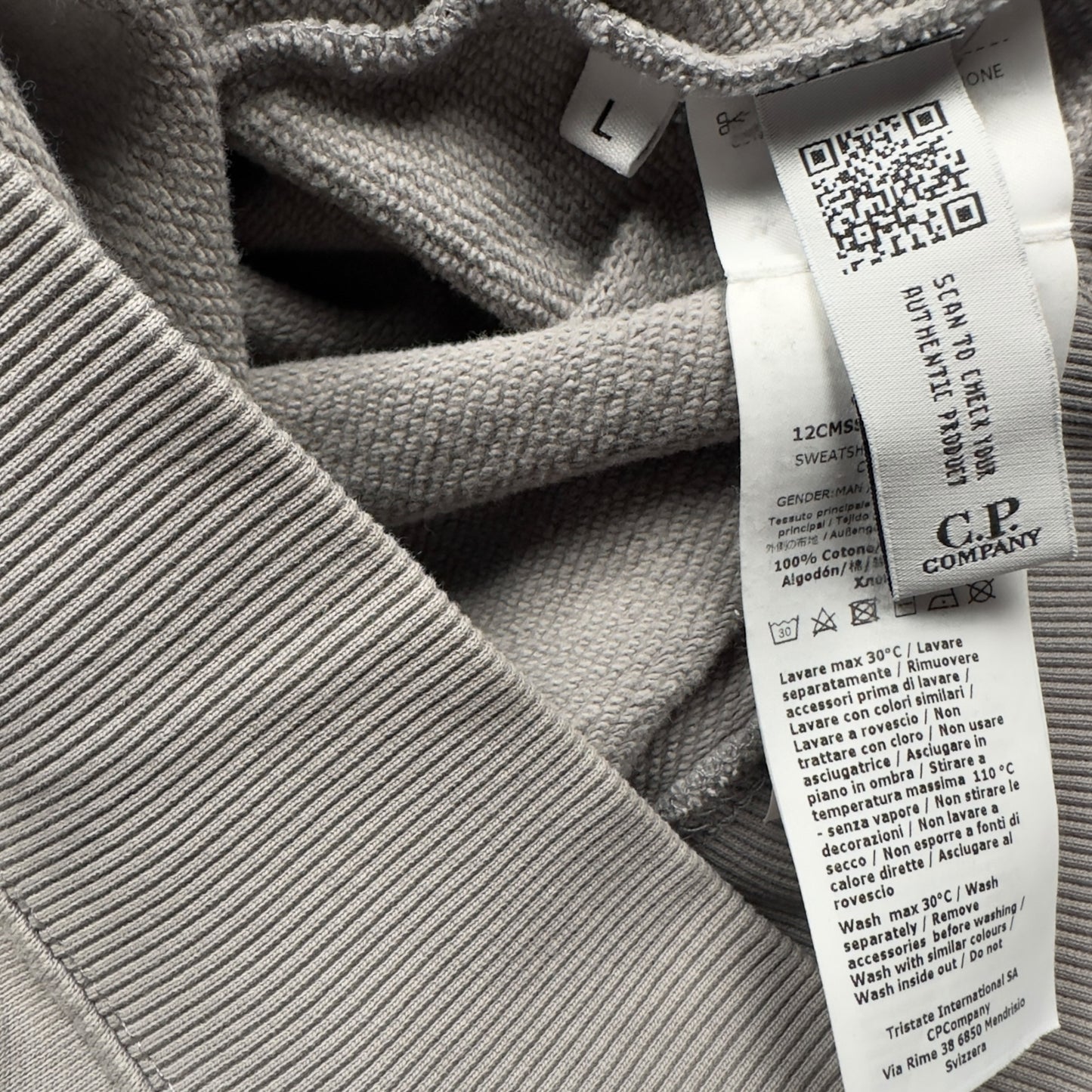 C.P. Company Diagonal Raised Fleece Crewneck Sweater - Grey