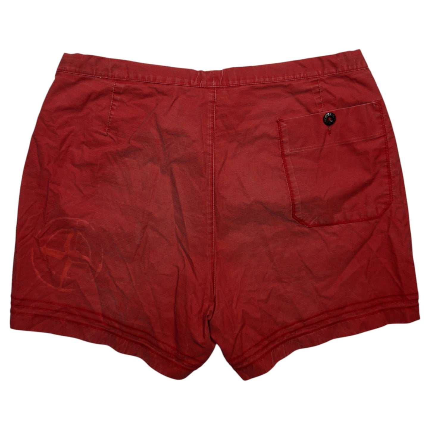 S/S 01 Stone Island Bleach Dyed Swim Shorts - Red