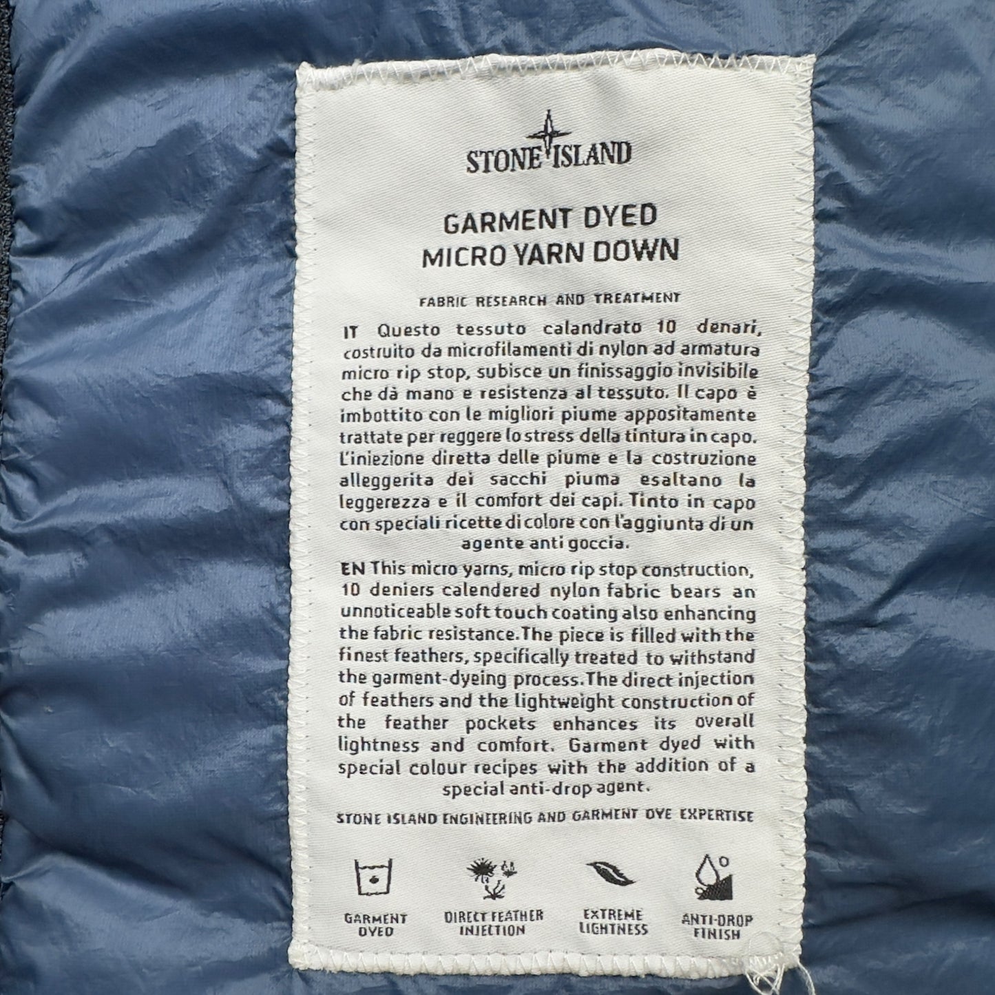 A/W 17 Stone Island Micro Yarn Down Jacket - Blue