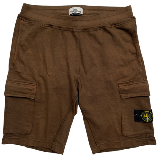 S/S 18 Stone Island Cotton Jersey Cargo Shorts - Brown