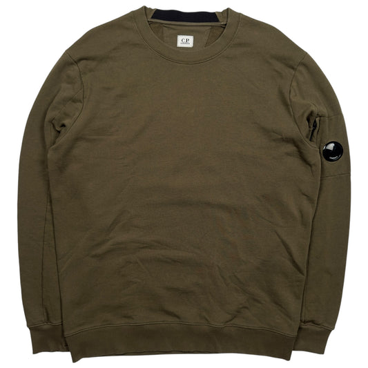 C.P. Company Diagonal Raised Fleece Crewneck Sweater - Dark Khaki