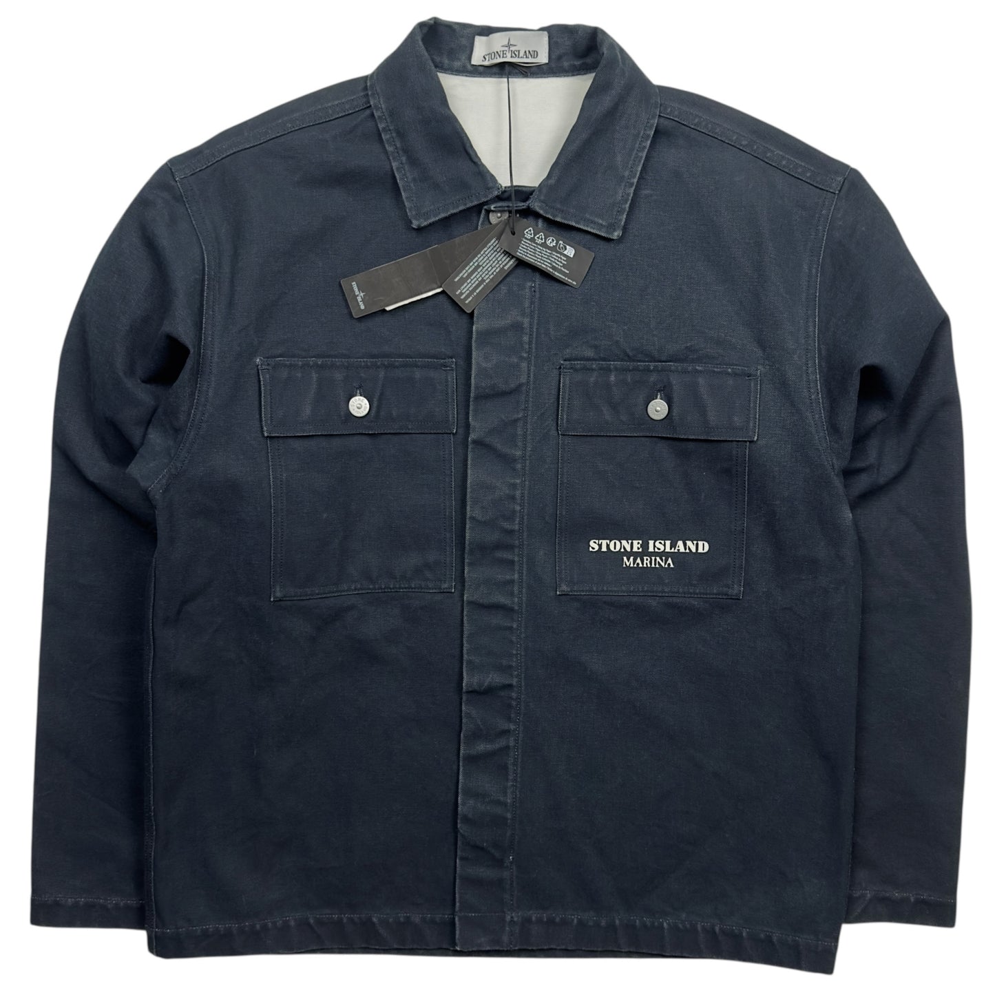 A/W 23 Stone Island Marina Plated Cotton Canvas - Navy