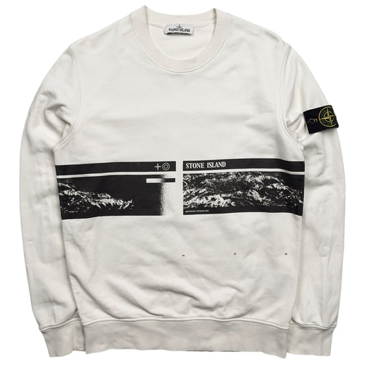 S/S 20 Stone Island "Drone Three" Printed Sweater - White