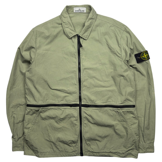 S/S 19 Stone Island Cotton Ripstop Overshirt - Sage Green