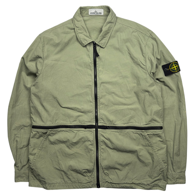 S/S 19 Stone Island Cotton Ripstop Overshirt - Sage Green