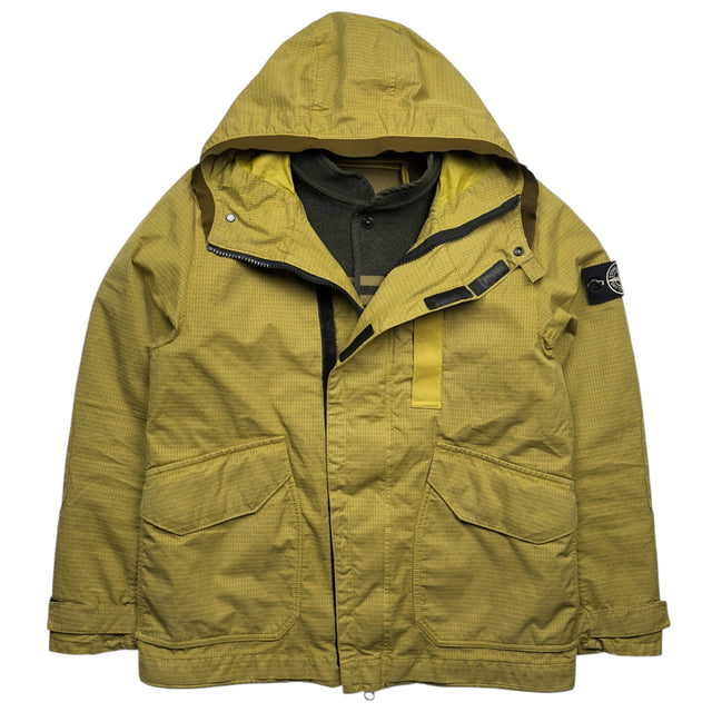 A/W 19 Stone Island Reflective Weave Ripstop TC Parka Jacket with Panno Jacquard Lining