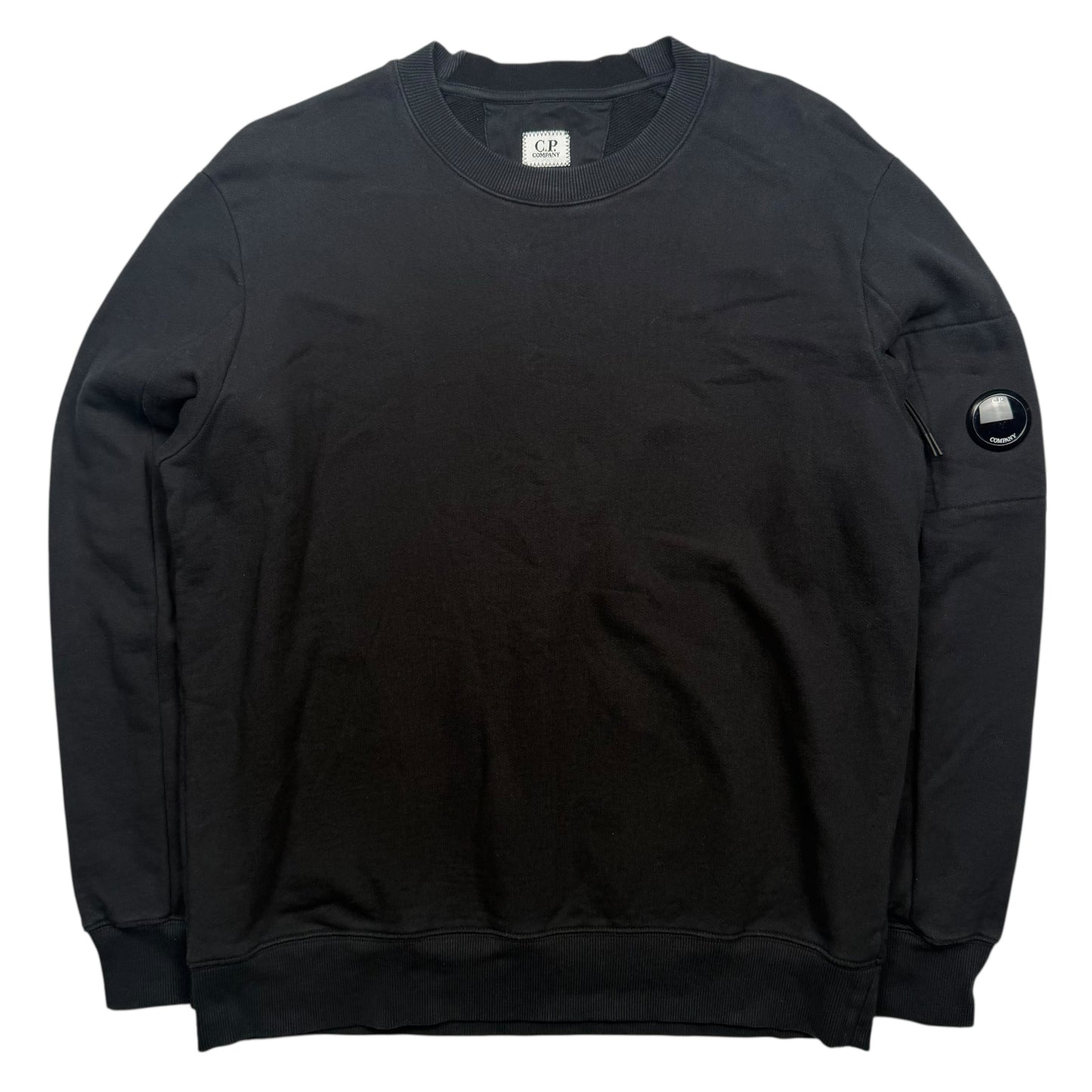 C.P. Company Diagonal Raised Fleece Crewneck Sweater - Black