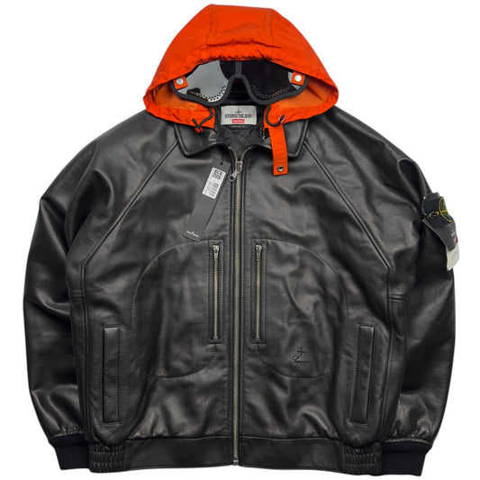A/W 23 Stone Island x Supreme Full Grain Leather Helicopter Jacket