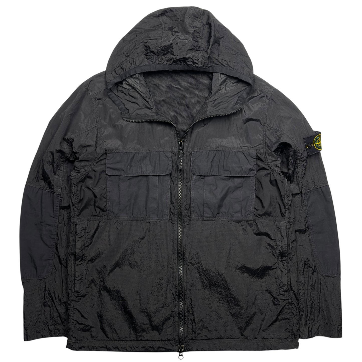 S/S 19 Stone Island Nylon Metal Watro Ripstop Windbreaker Jacket - Black