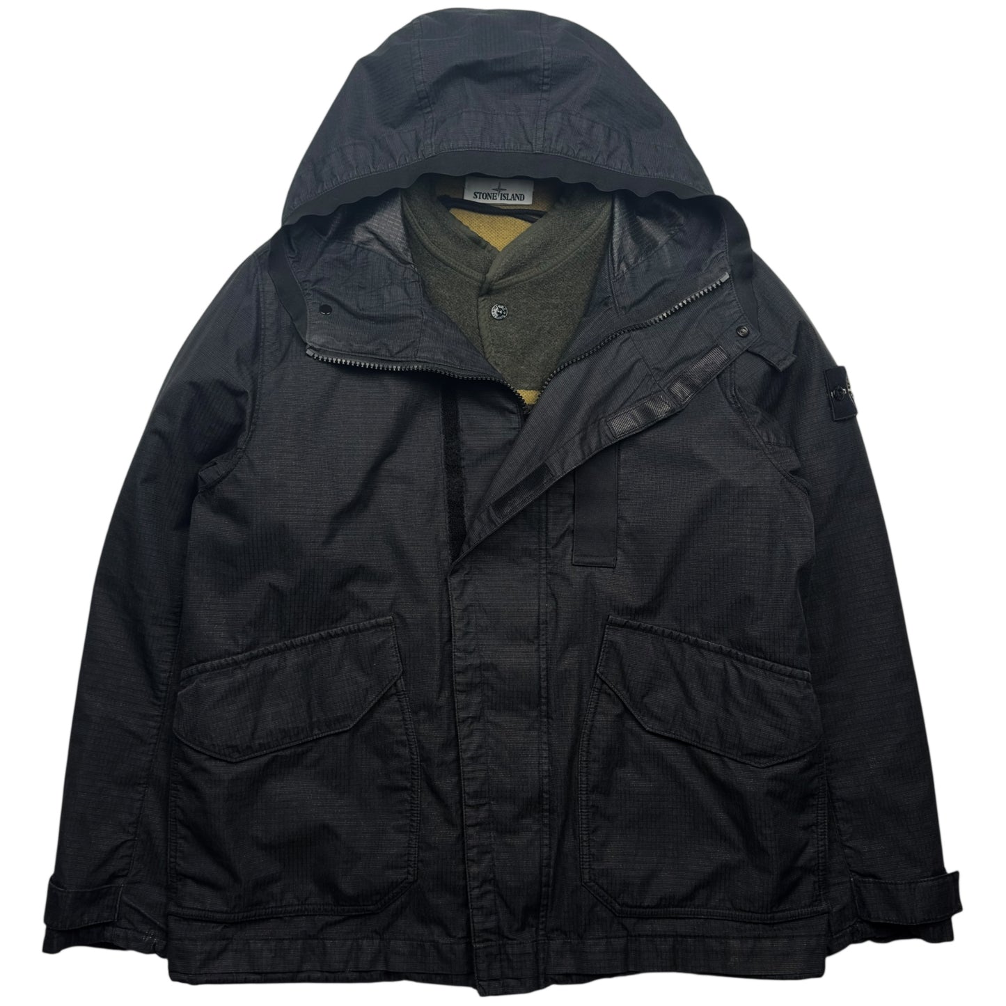 A/W 19 Stone Island Reflective Weave Ripstop TC Parka Jacket with Panno Jacquard Lining