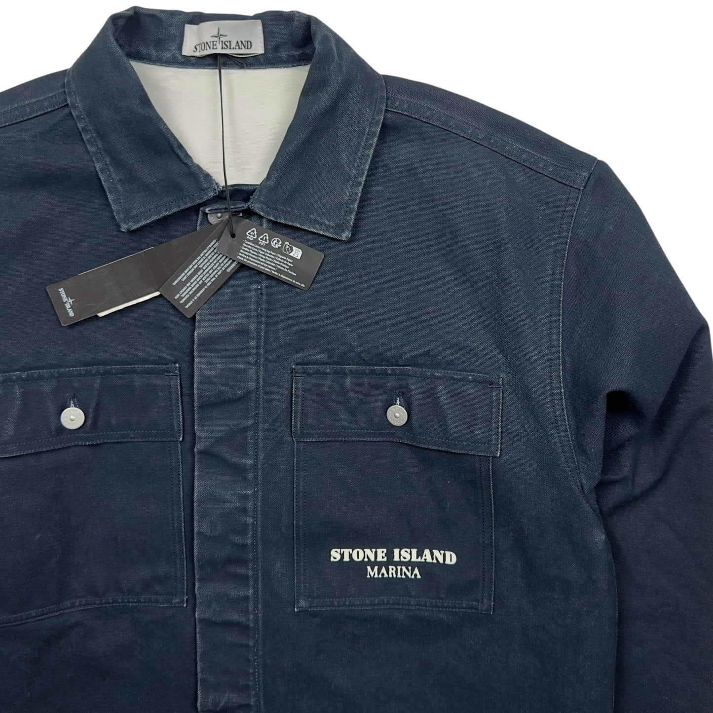 A/W 23 Stone Island Marina Plated Cotton Canvas - Navy