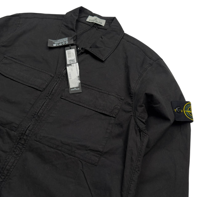 S/S 23 Stone Island Supima Cotton Twill Stretch-TC Overshirt - Black