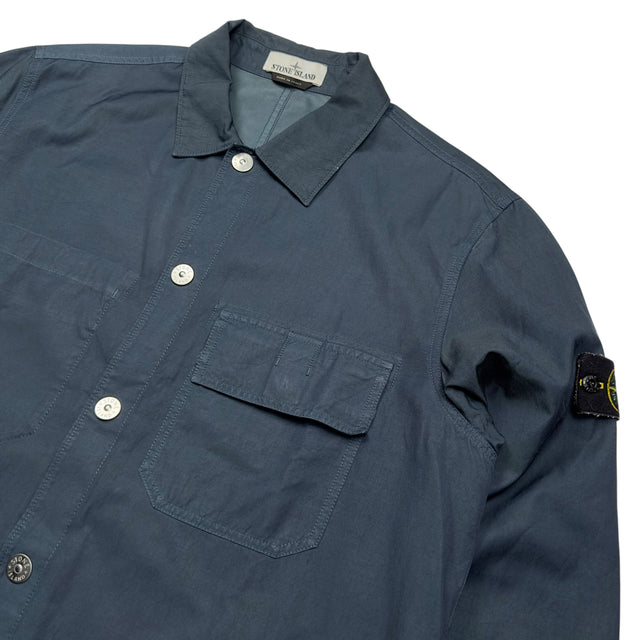 S/S 23 Stone Island Cupro Cotton Twill Overshirt - Navy