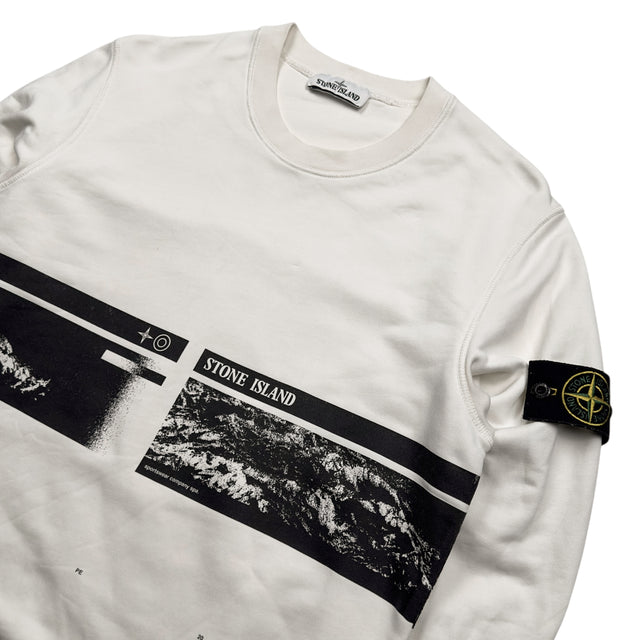 S/S 20 Stone Island "Drone Three" Printed Sweater - White