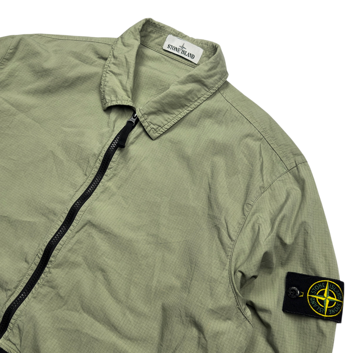 S/S 19 Stone Island Cotton Ripstop Overshirt - Sage Green