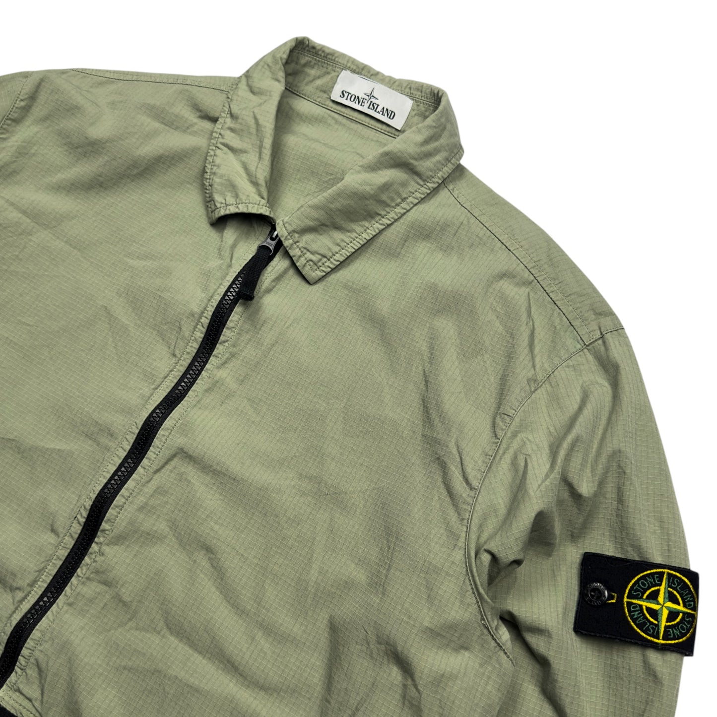 S/S 19 Stone Island Cotton Ripstop Overshirt - Sage Green
