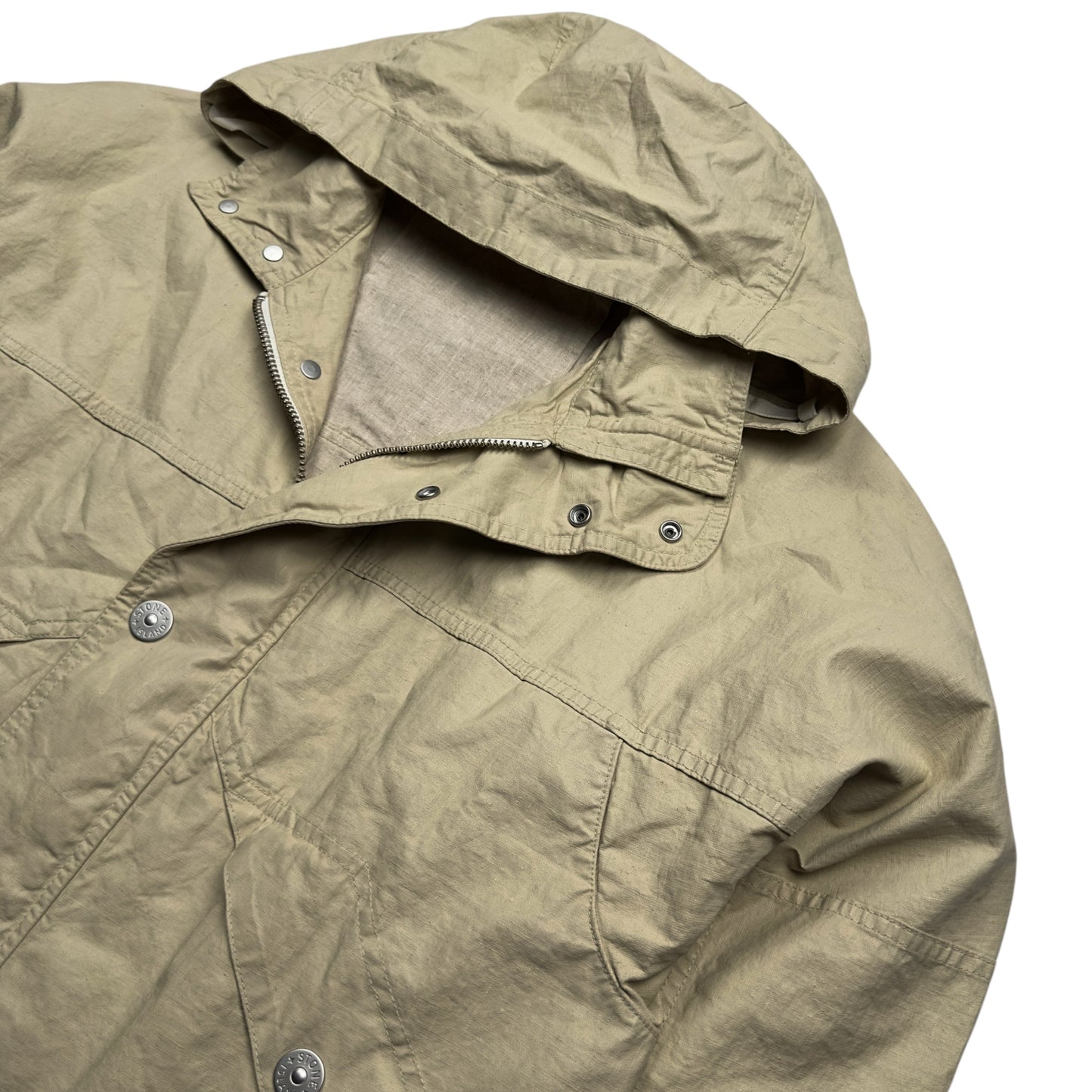 S/S 24 Stone Island Marina Raw Plated Linen Jacket - Beige