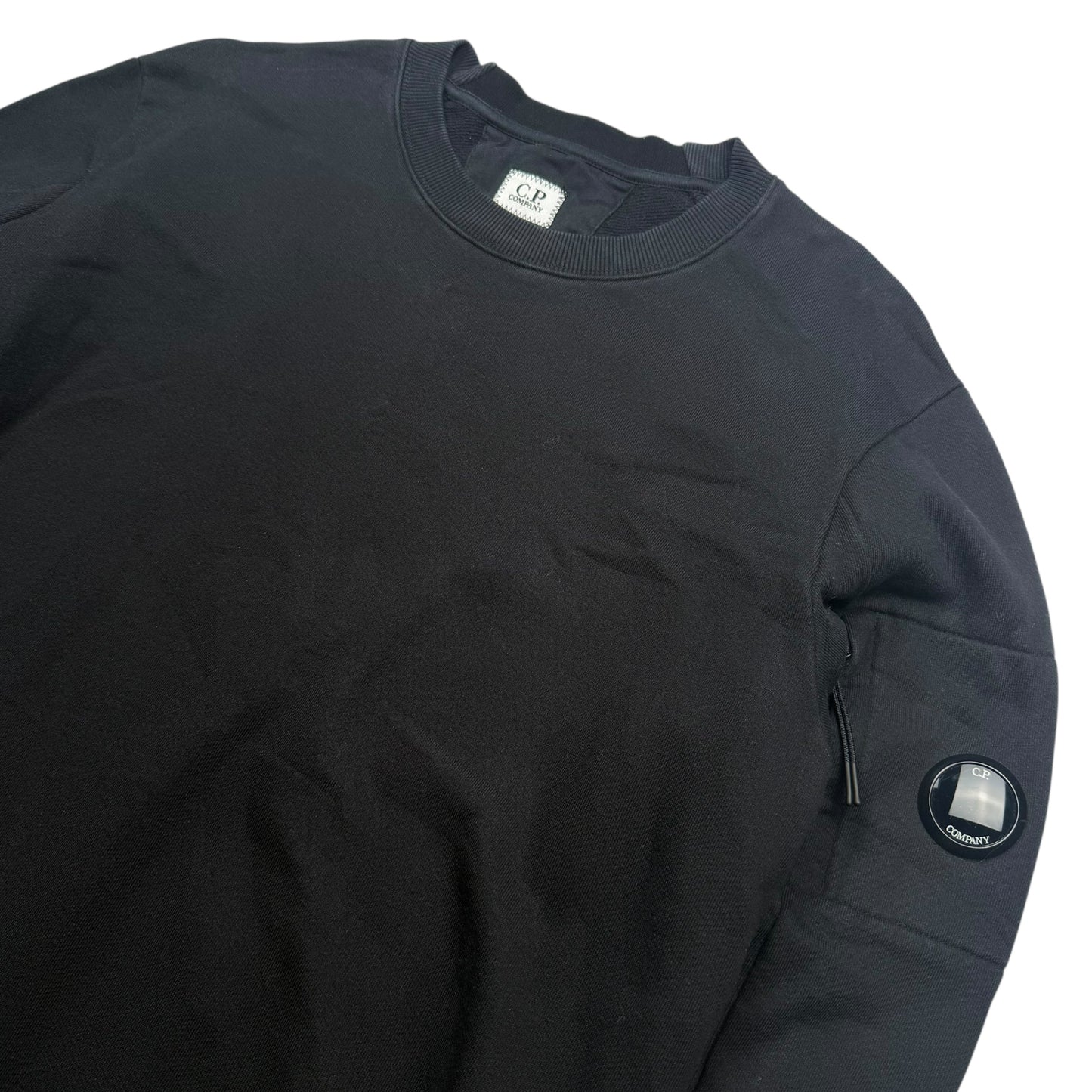 C.P. Company Diagonal Raised Fleece Crewneck Sweater - Black