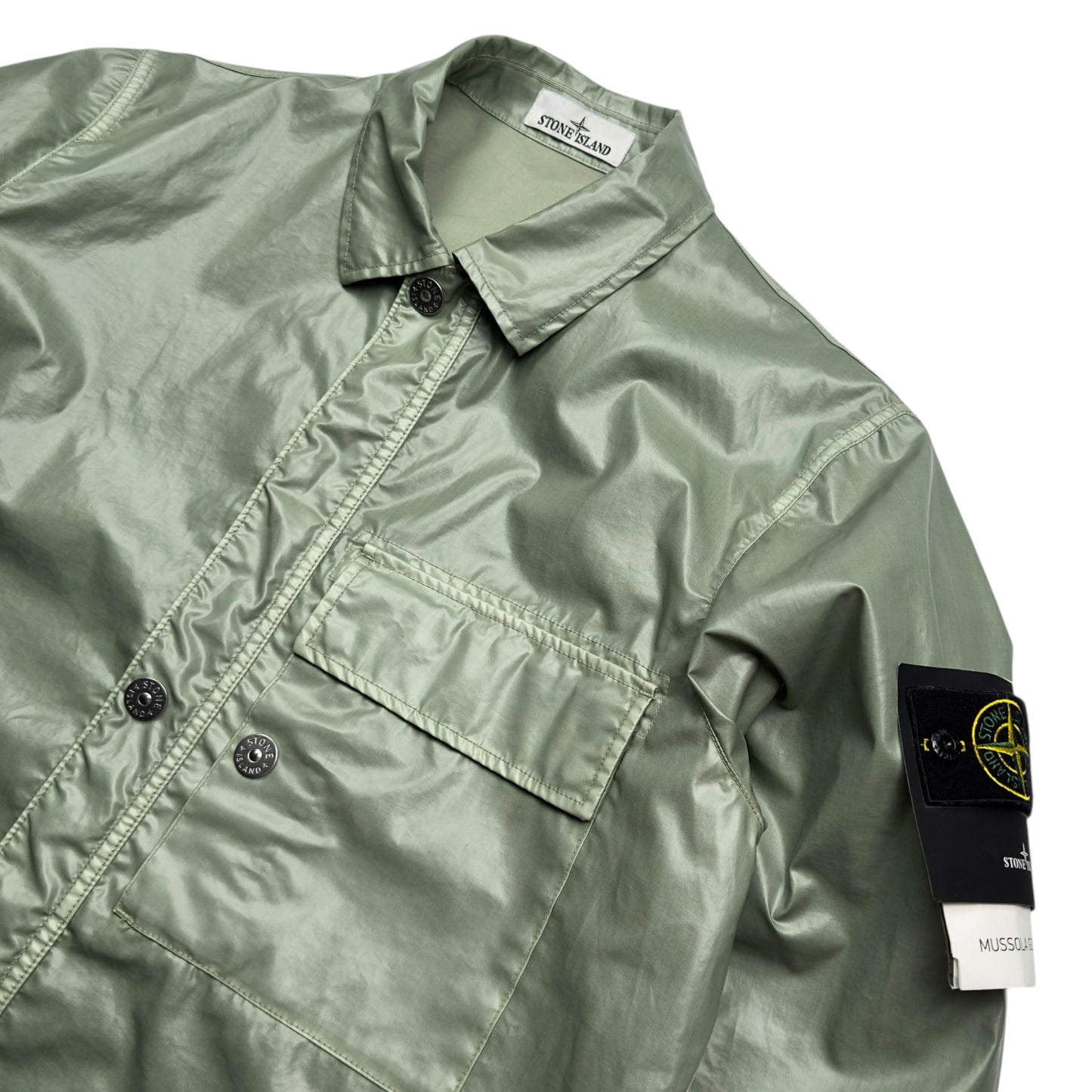S/S 25 Stone Island Mussola Gommata TC Overshirt Jacket - Sage Green
