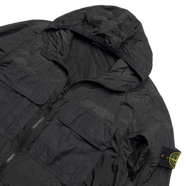 S/S 19 Stone Island Nylon Metal Watro Ripstop Windbreaker Jacket - Black