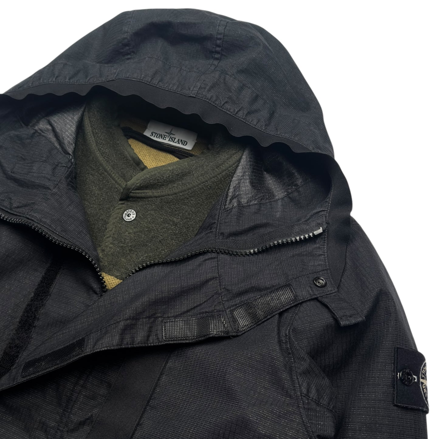 A/W 19 Stone Island Reflective Weave Ripstop TC Parka Jacket with Panno Jacquard Lining