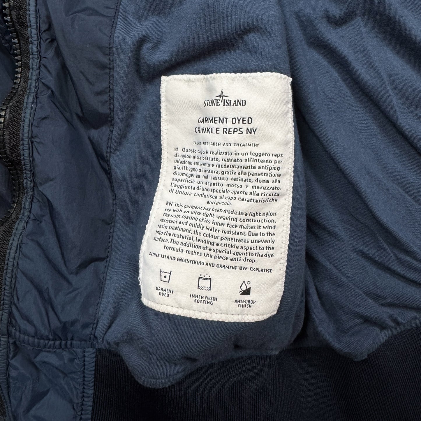S/S 17 Stone Island Crinkle Reps NY Bomber Jacket - Navy