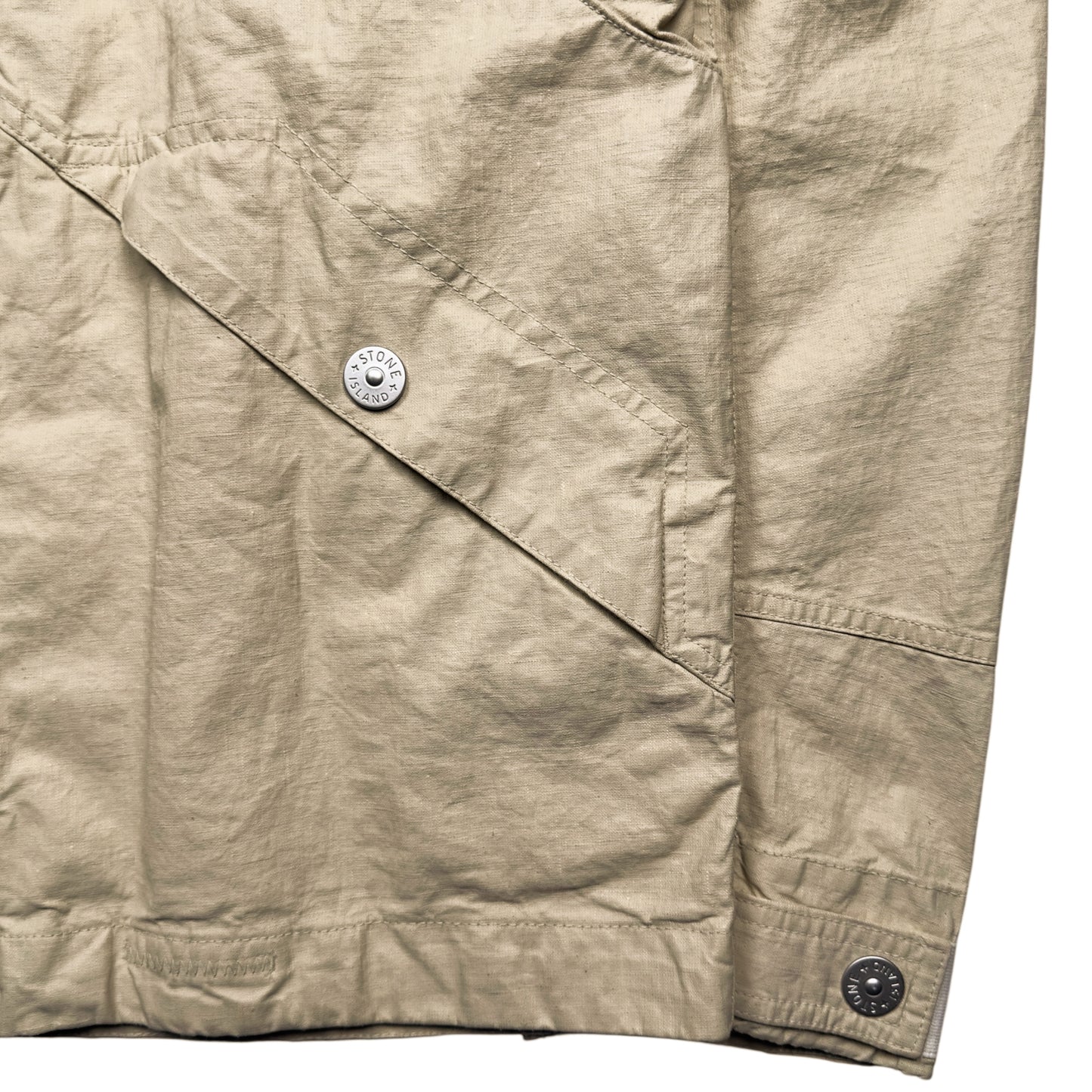 S/S 24 Stone Island Marina Raw Plated Linen Jacket - Beige